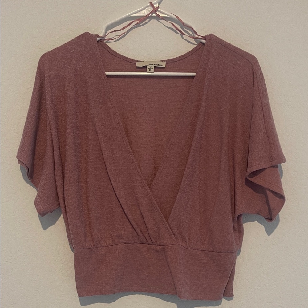 June & Hudson Mauve V-Neck Blouse